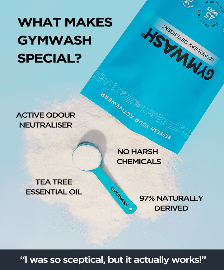 Gymwash uses an active odour neutraliser
